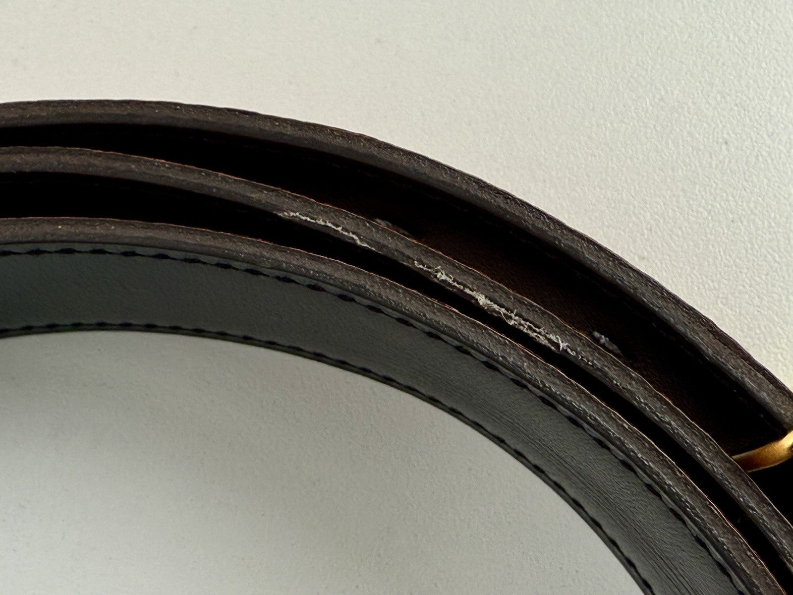 Hermes Reversable Leather Belt With Gold Buckle