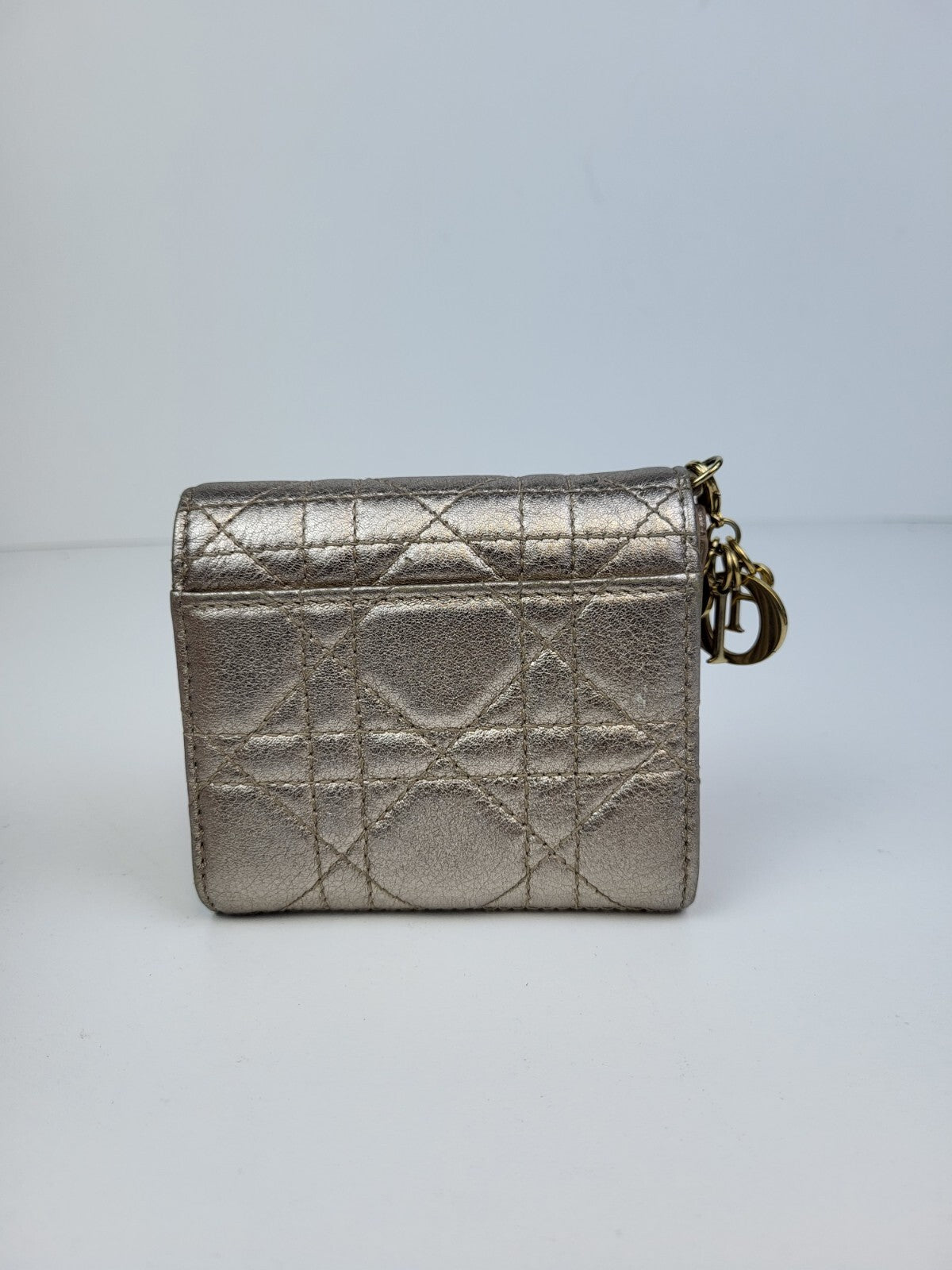 Metallic Lambskin Cannage Lady Dior Lady Dior Wallet Gold