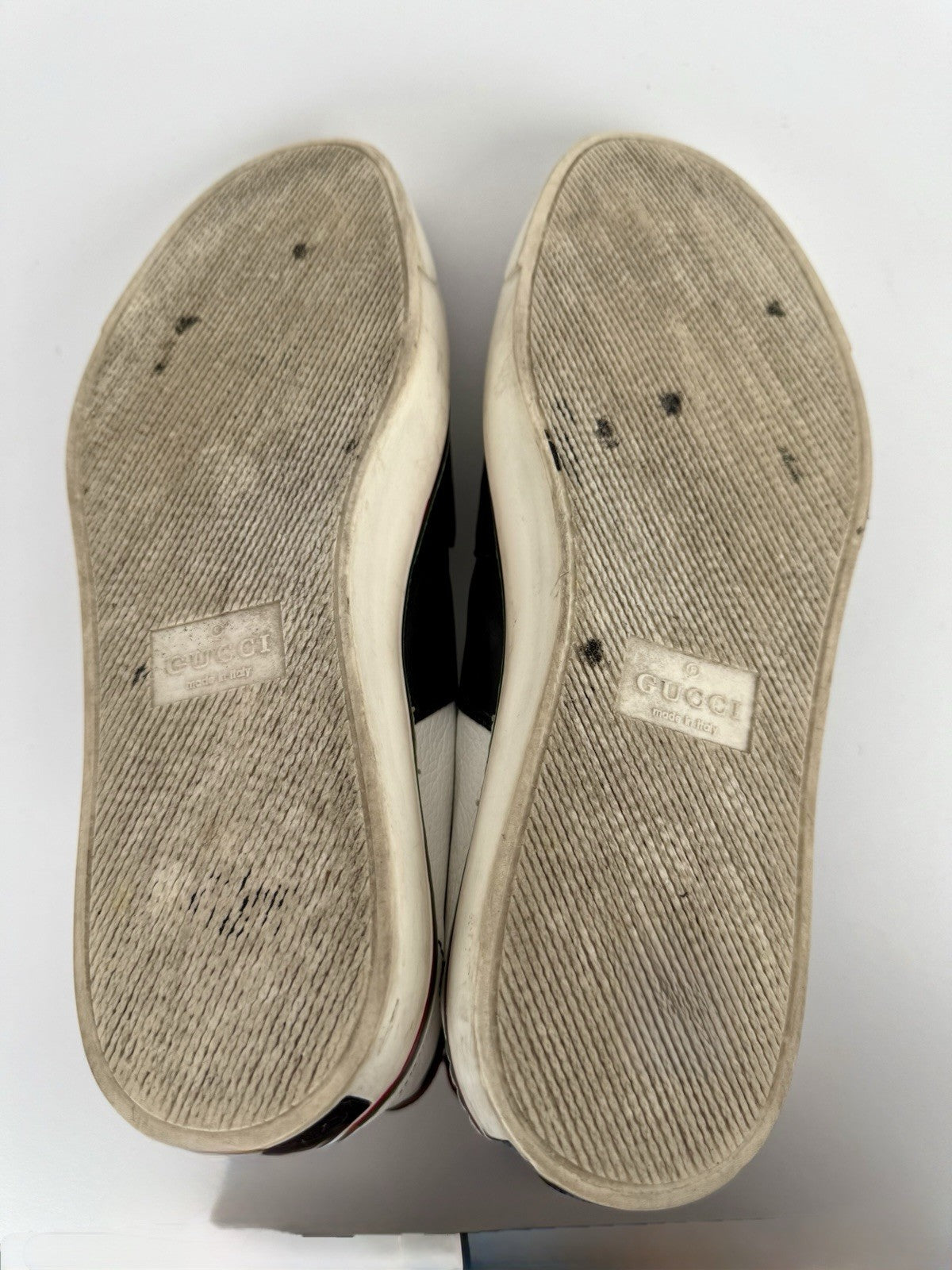 Gucci Black/White Leather GG Lace Up Low Top  Gymnastikskor Sneakers Size 9