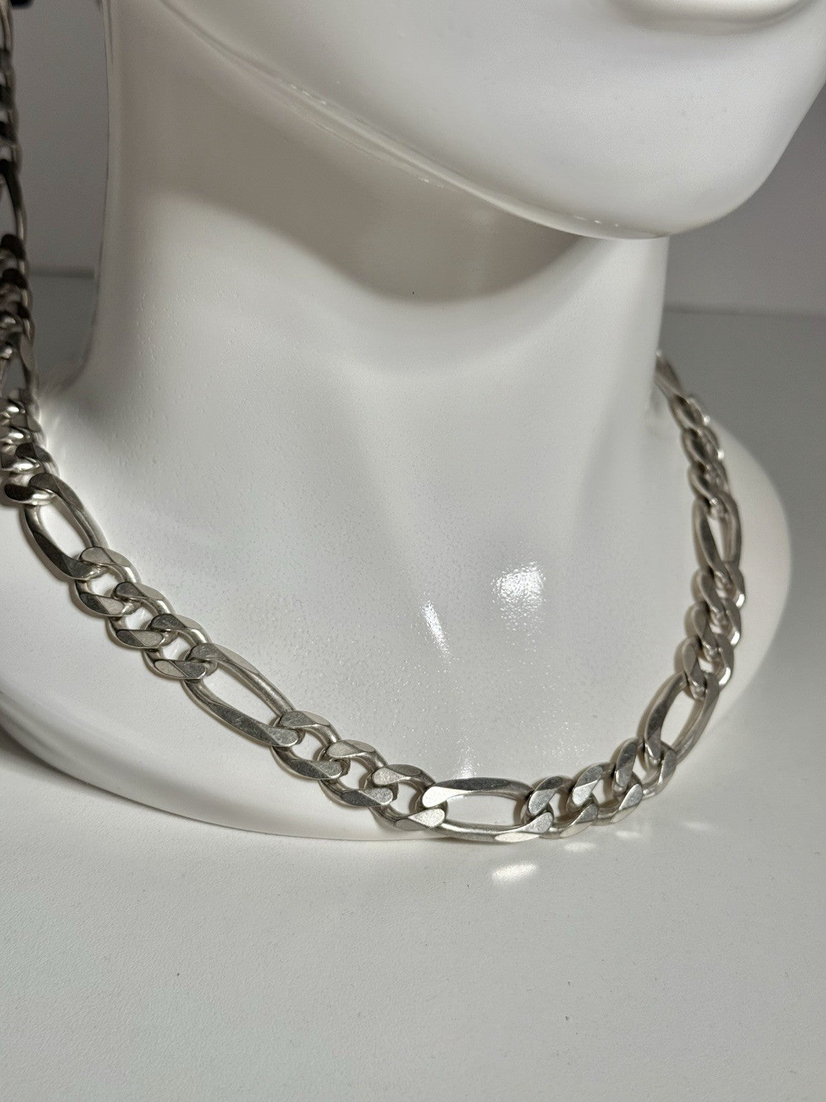 STERLING SILVER 925 ITALY 6.5MM FIGARO CHAIN NECKLACE 26”