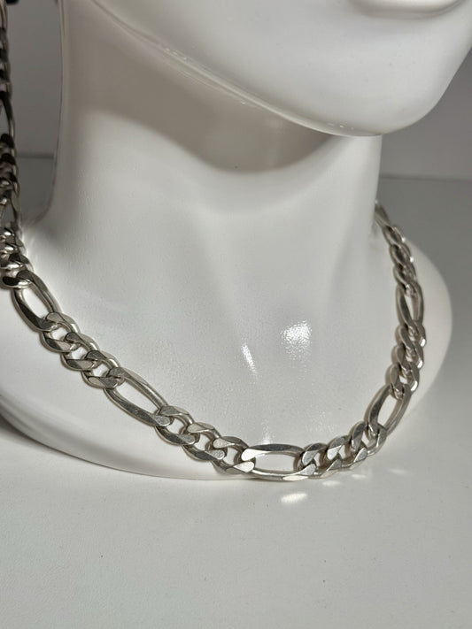 STERLING SILVER 925 ITALY 6.5MM FIGARO CHAIN NECKLACE 26”