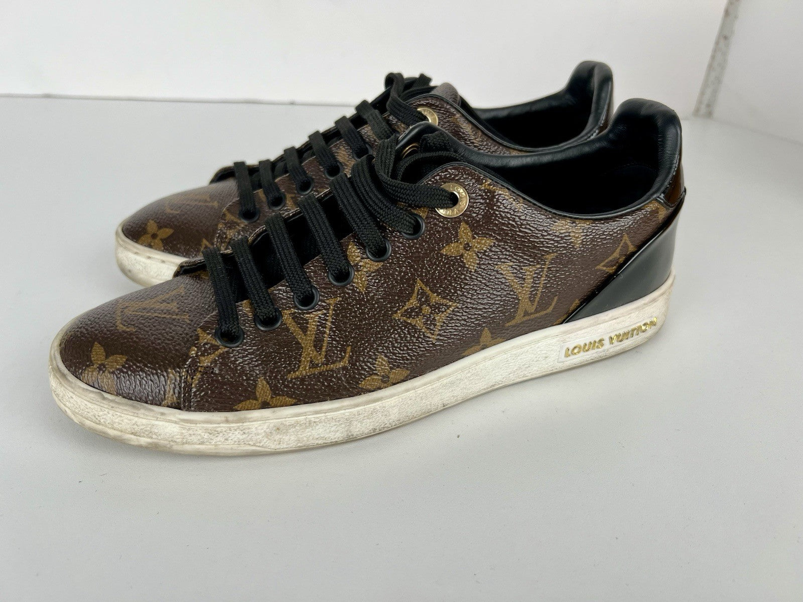 Louis Vuitton Monogram Canvas Patent Leather Front Row Sneakers - Size 37