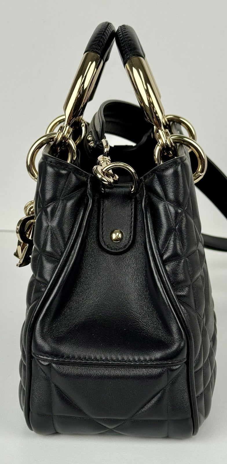 CHRISTIAN DIOR Bag Calfskin Cannage The Lady Black Leather Shoulder Bag