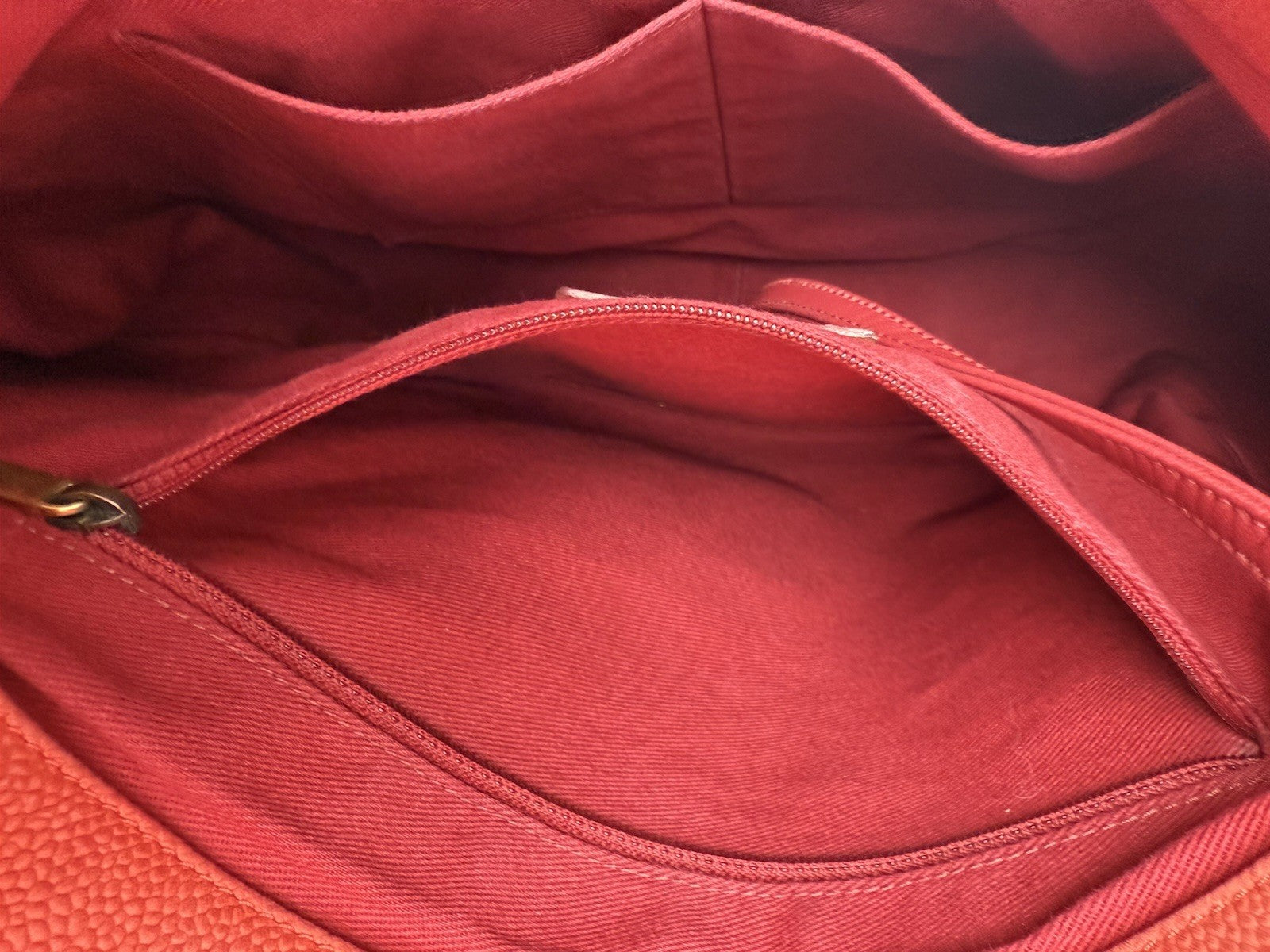 Chanel Caviar Leather Shoulder Bag Country Chic Red Leather