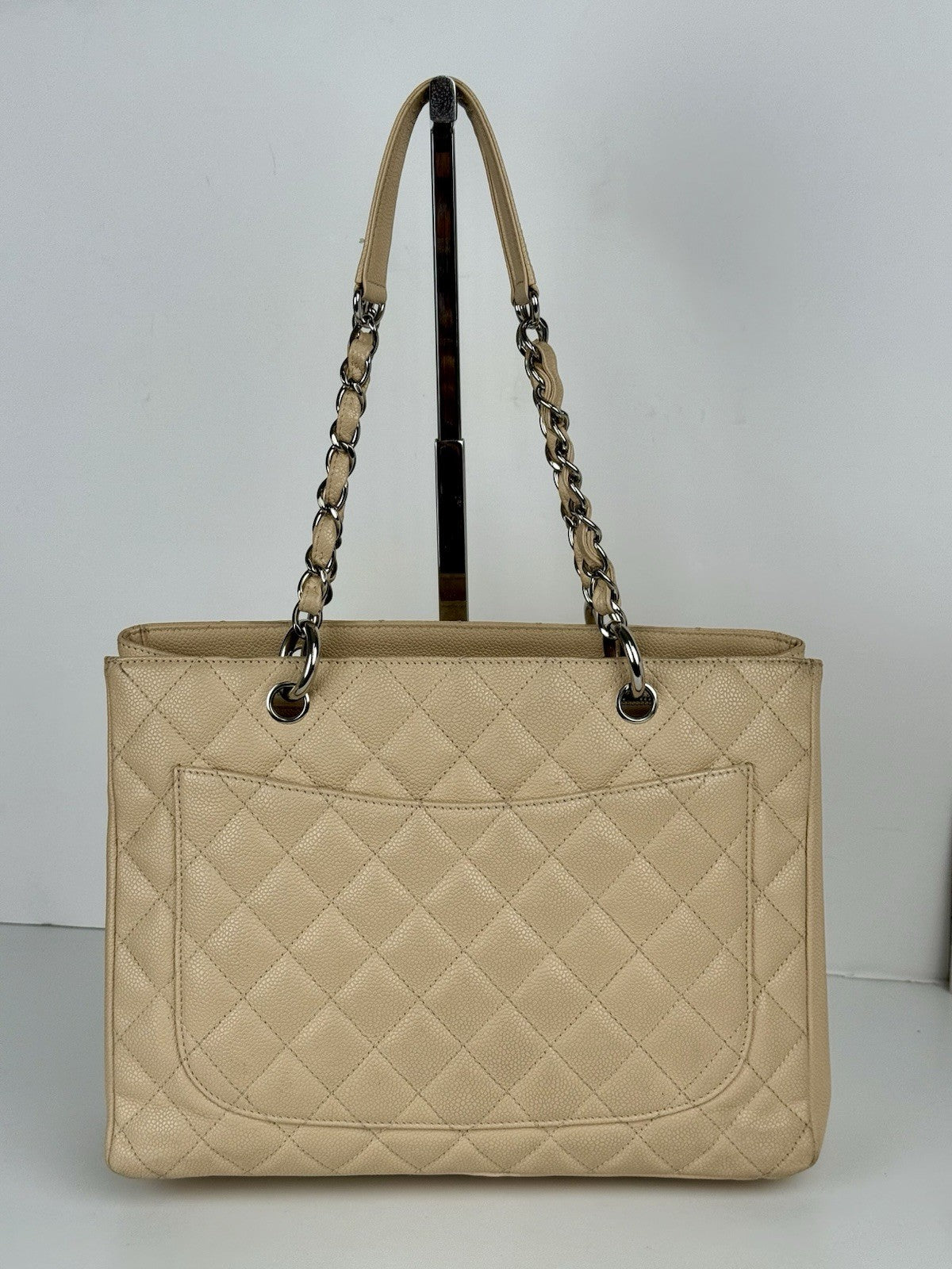 CHANEL Caviar Quilted Grand Shopping Tote Beige Bag