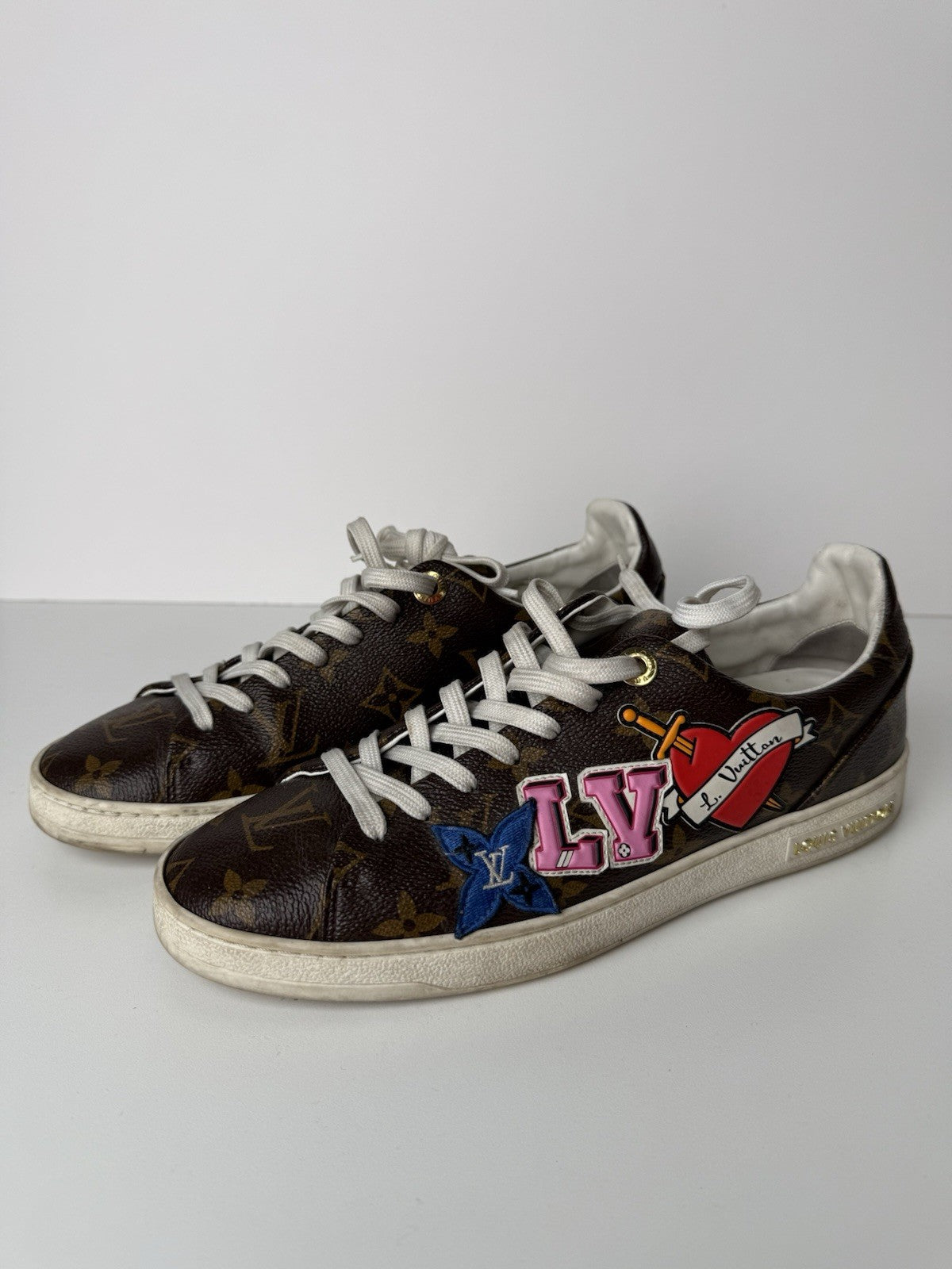 Calfskin Monogram LV Black Heart Sneakers  Size 38