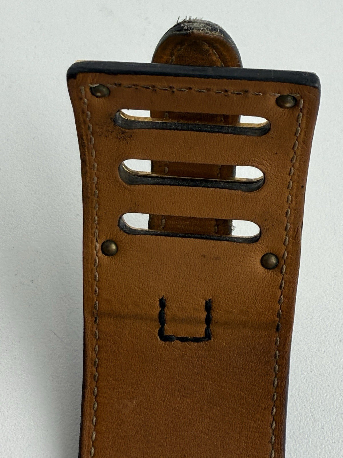 HERMES Intense Leather Bracelet Black Gold Hardware