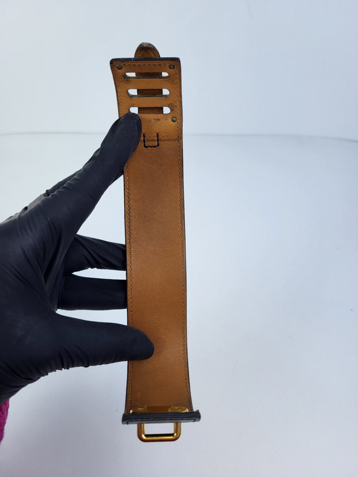 Hermès Leather Intense Wrap Bracelet Black Gold