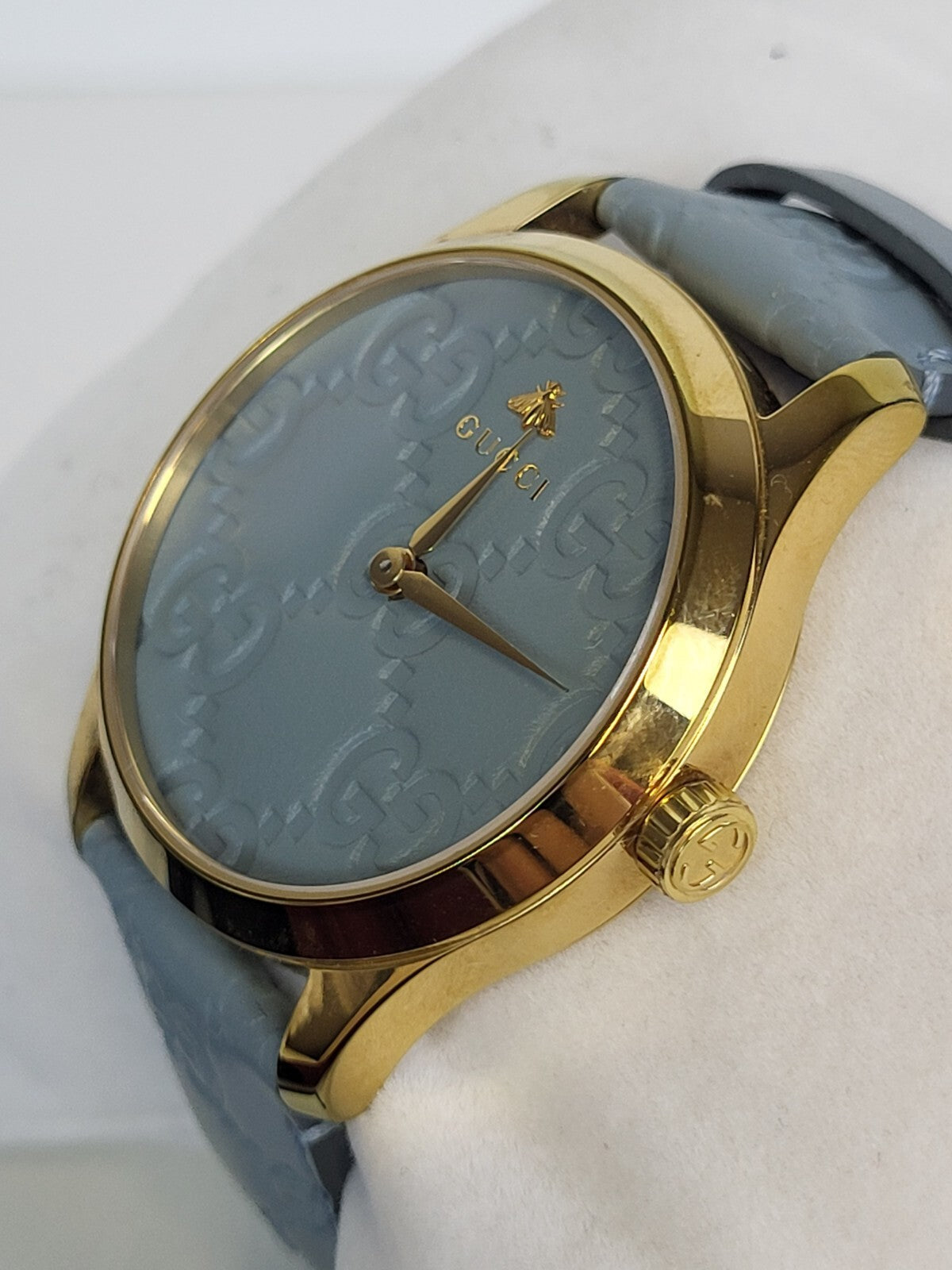 Gucci G-timeless Quartz Pastel Blue Leather Dial Ladies Watch