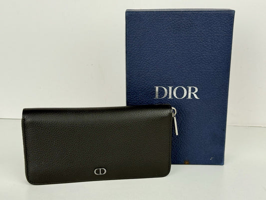 Dior Noir Black Leather Long Wallet