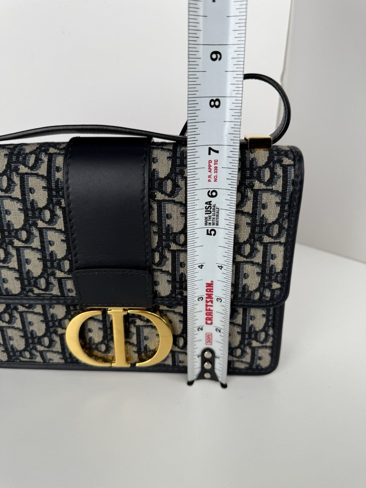 Dior  OBLIQUE 30 Montaigne Blue and Beige Canvas Shoulder bag