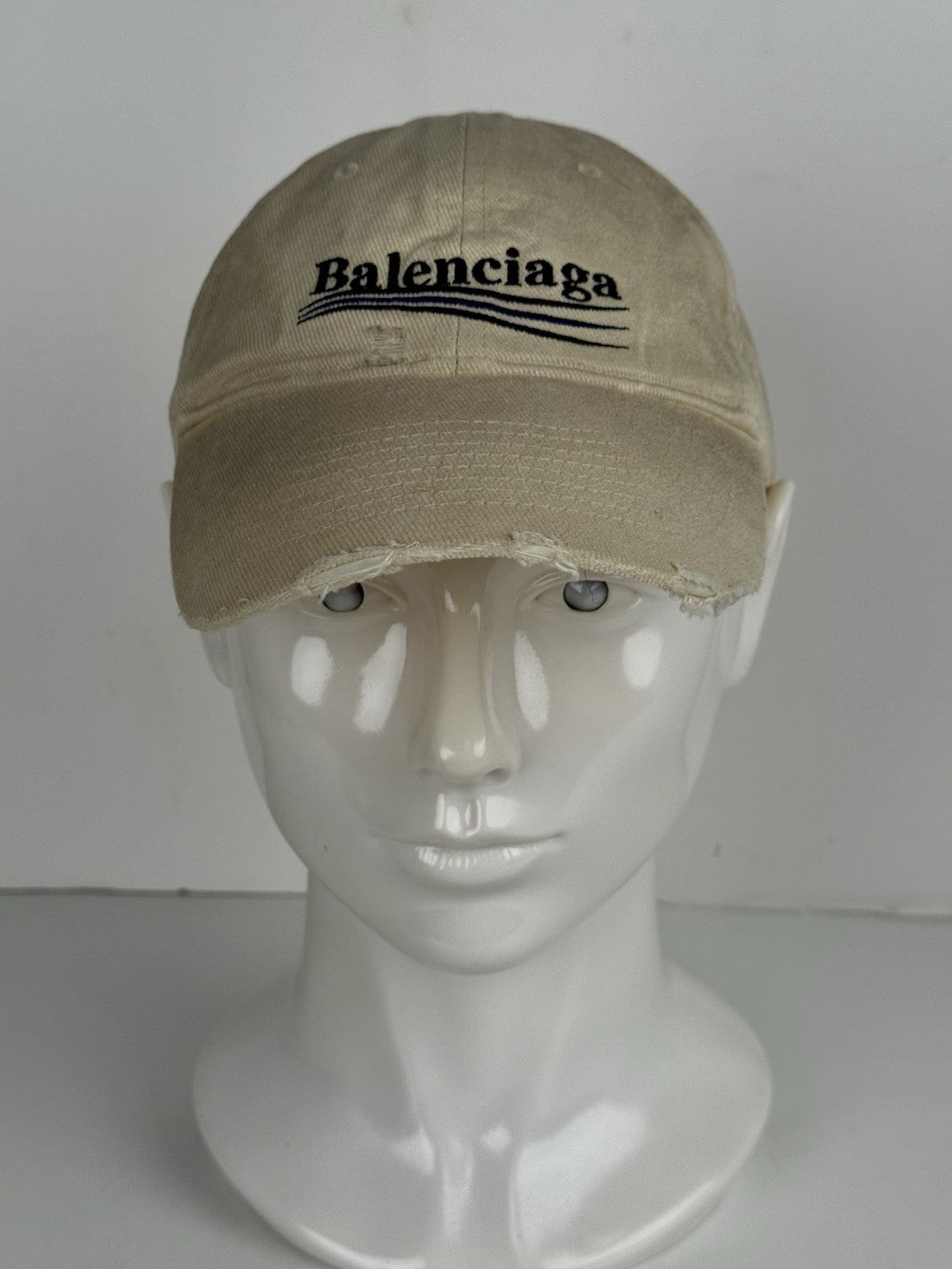 Balenciaga Baseball Cap Ivory Cotton Fabric