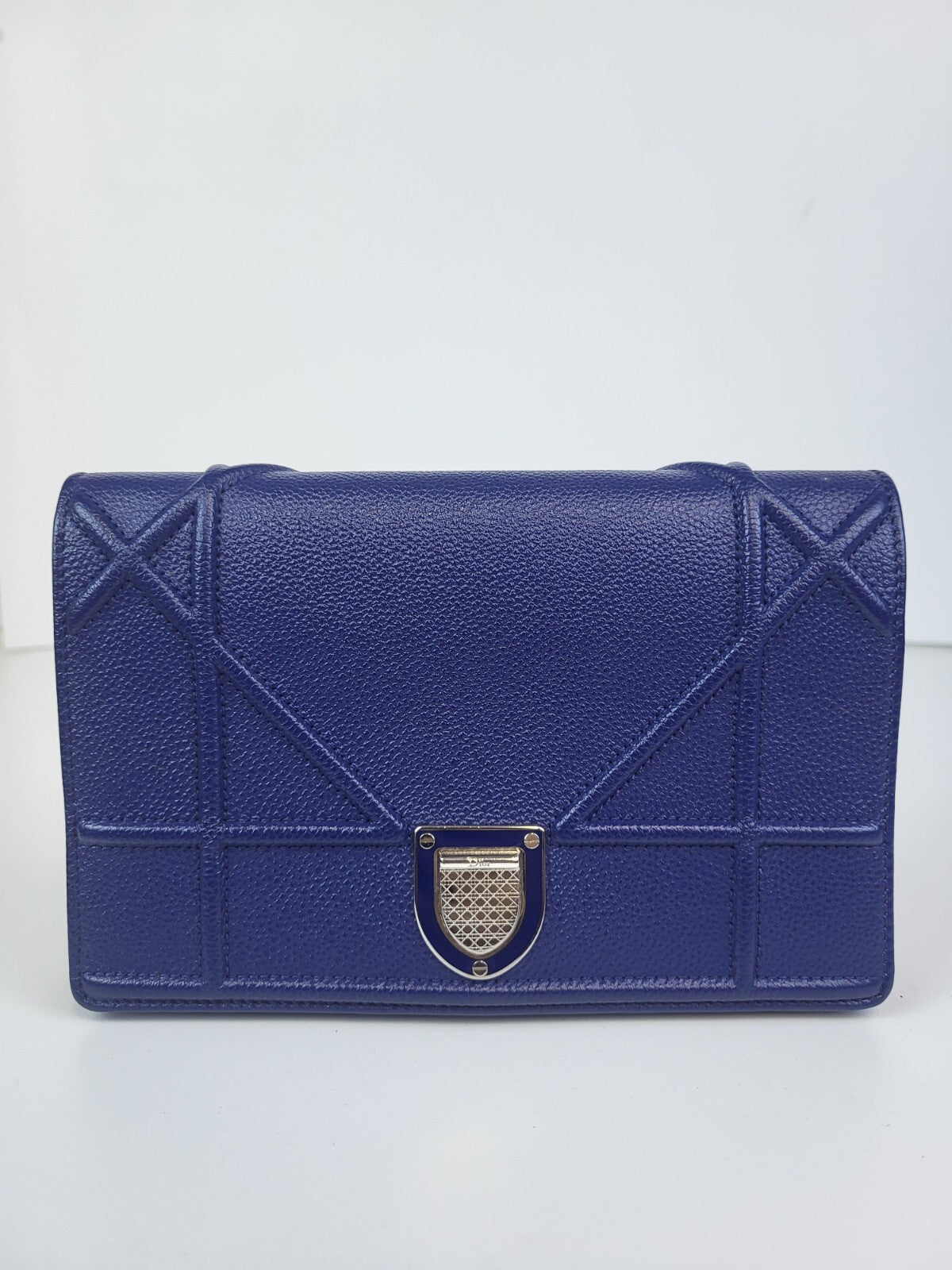 Christian Dior Diorama Wallet on Chain Blue Leather