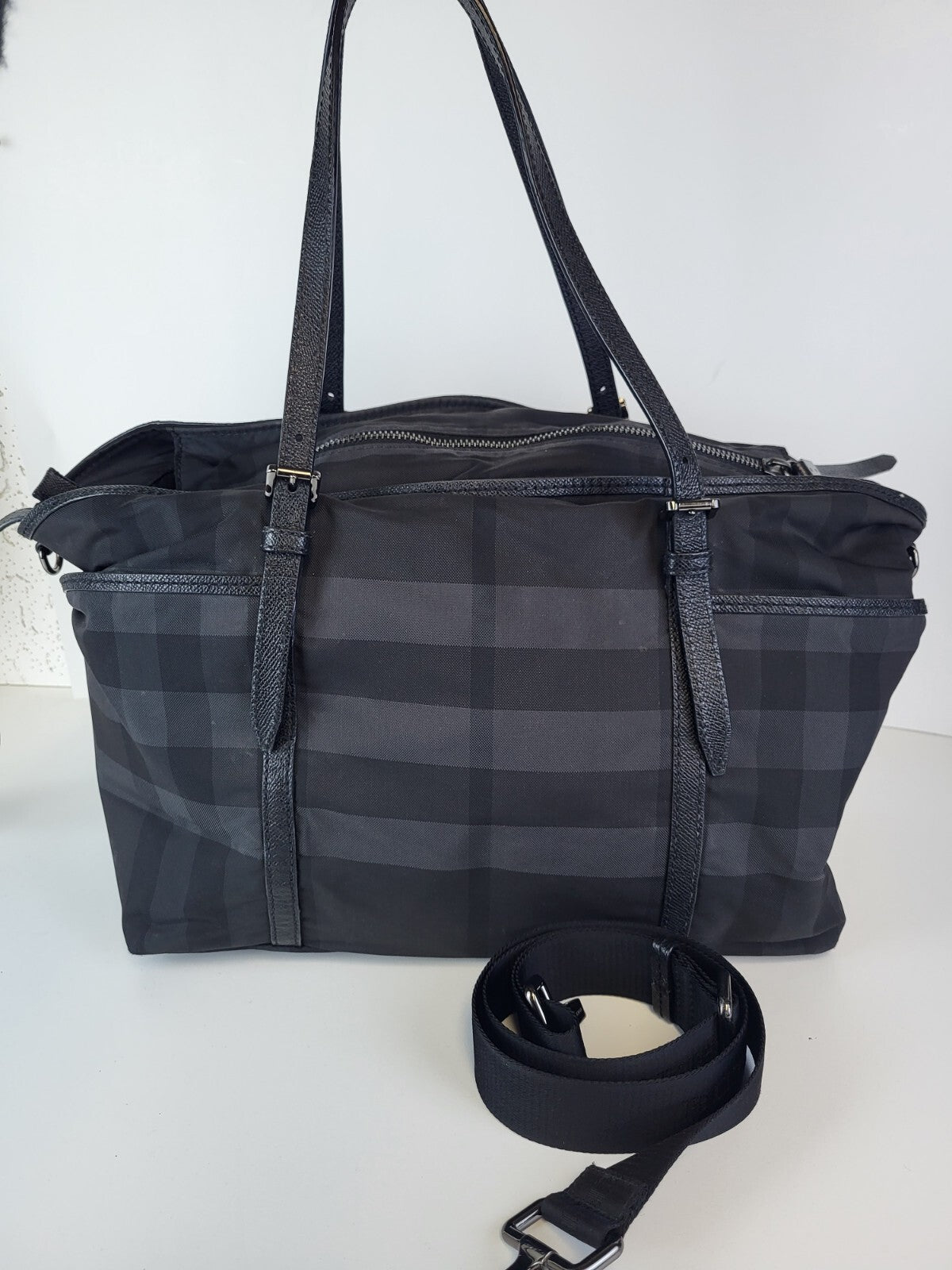 Burberry Kids' Check Print Diaper Bag Black