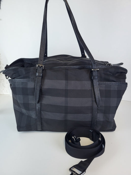 Burberry Kids' Check Print Diaper Bag Black