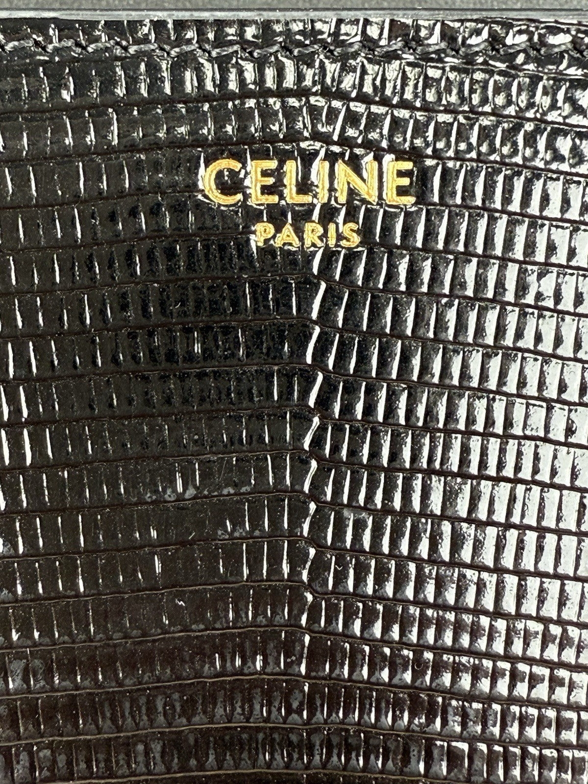 CELINE Teen Triomphe Lizard Black Women's Shoulder Bag