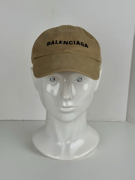 Balenciaga Baseball Cap Beige Cotton Fabric