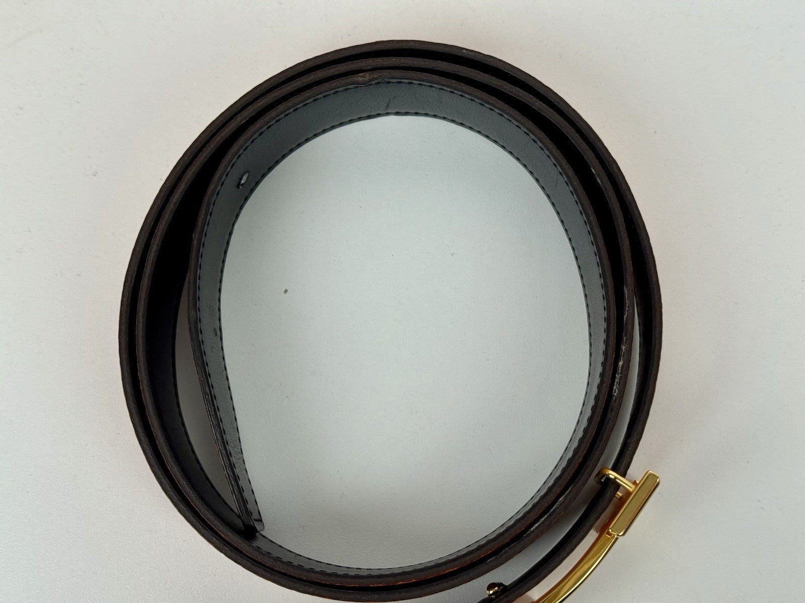 Hermes Reversable Leather Belt With Gold Buckle