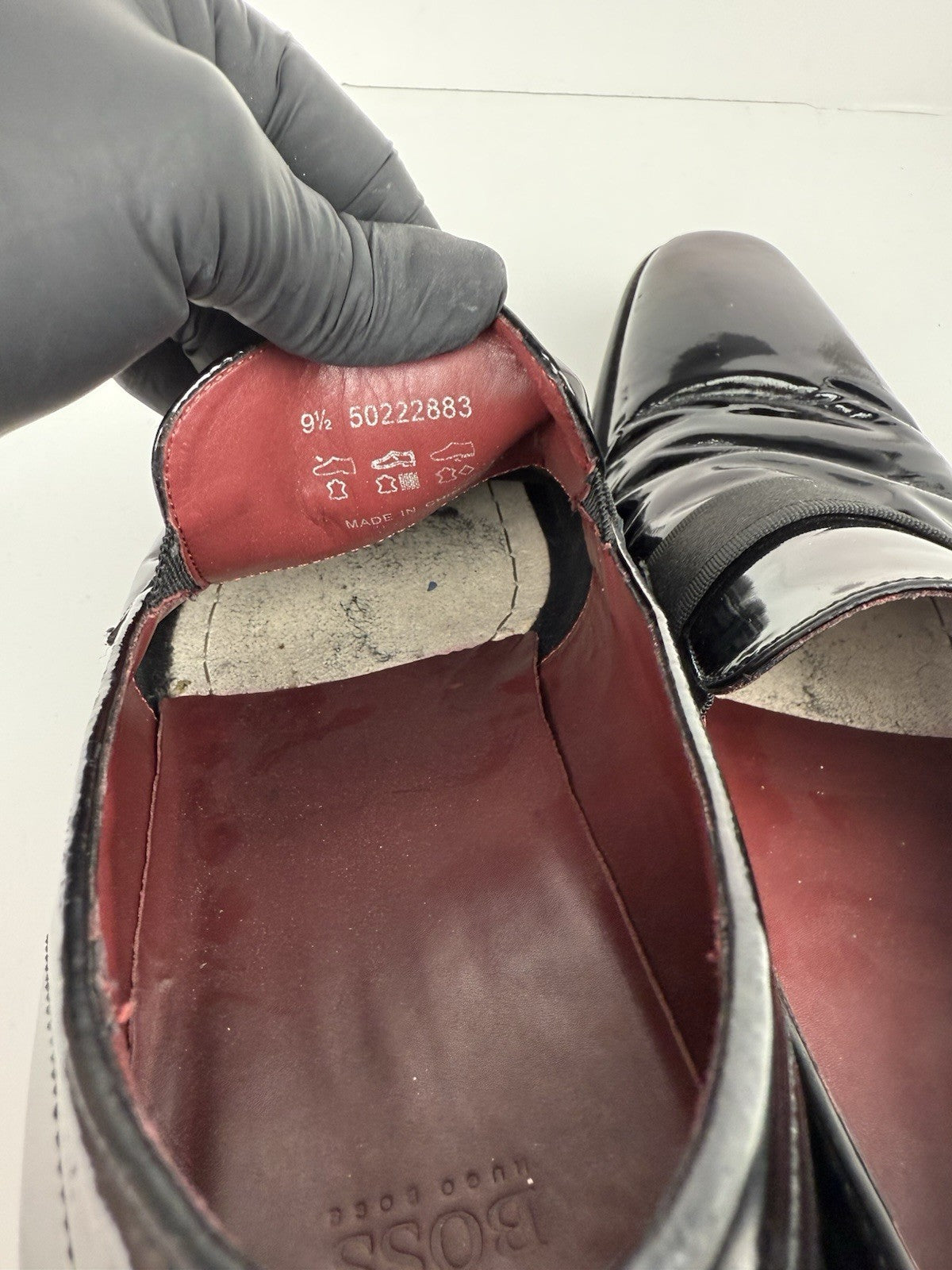 Hugo Boss Mellion Black Patent Leather Tuxedo Shoes Mens US 9.5 Formal