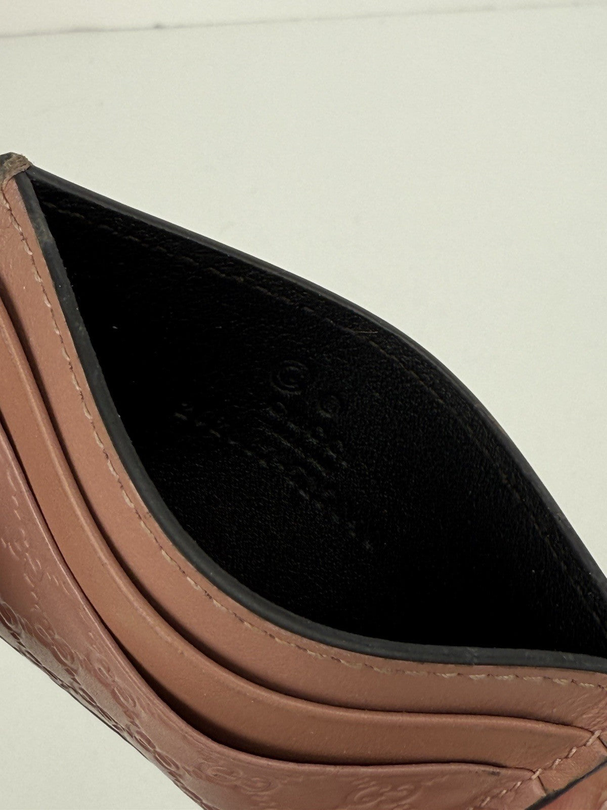 Gucci GG Monogram Leather Card Holder Wallet New  Pink Colors