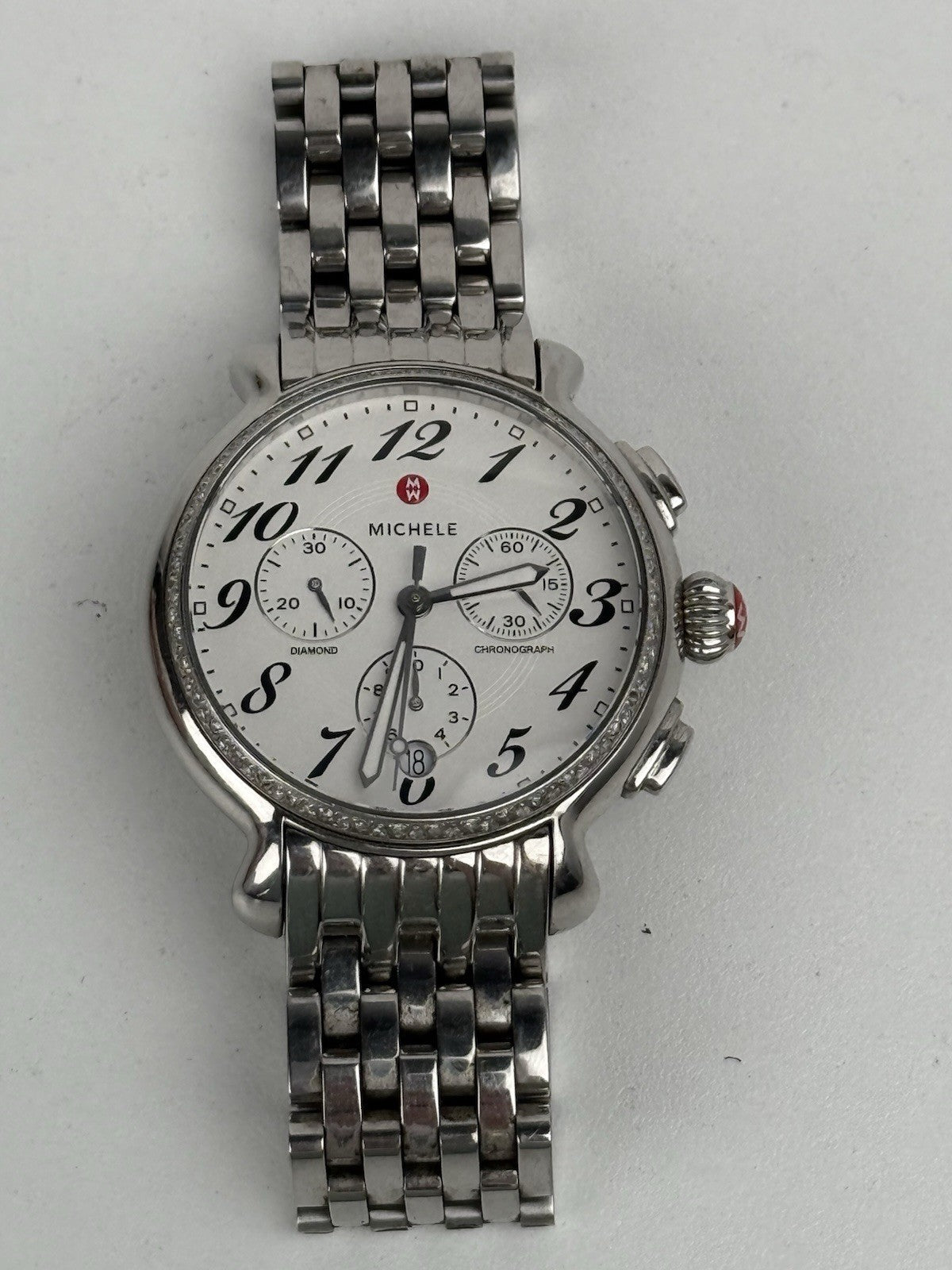 Michele Fluette Diamond Chronograph Stainless Steel Women's Watch MWW24A01A1966