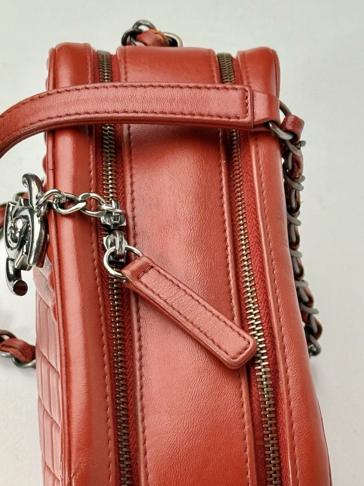 Chanel Coco Boy Quilted Leather Mini Bag Red