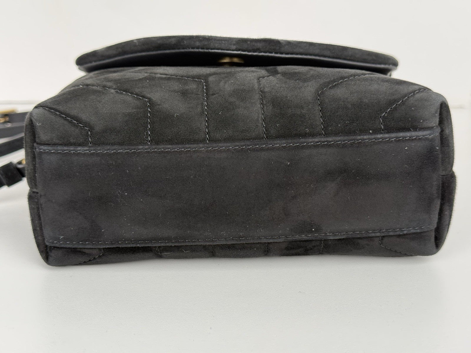 Saint Laurent Toy LouLou Shoulder Bag Matelasse Chevron Black Suede  Bag