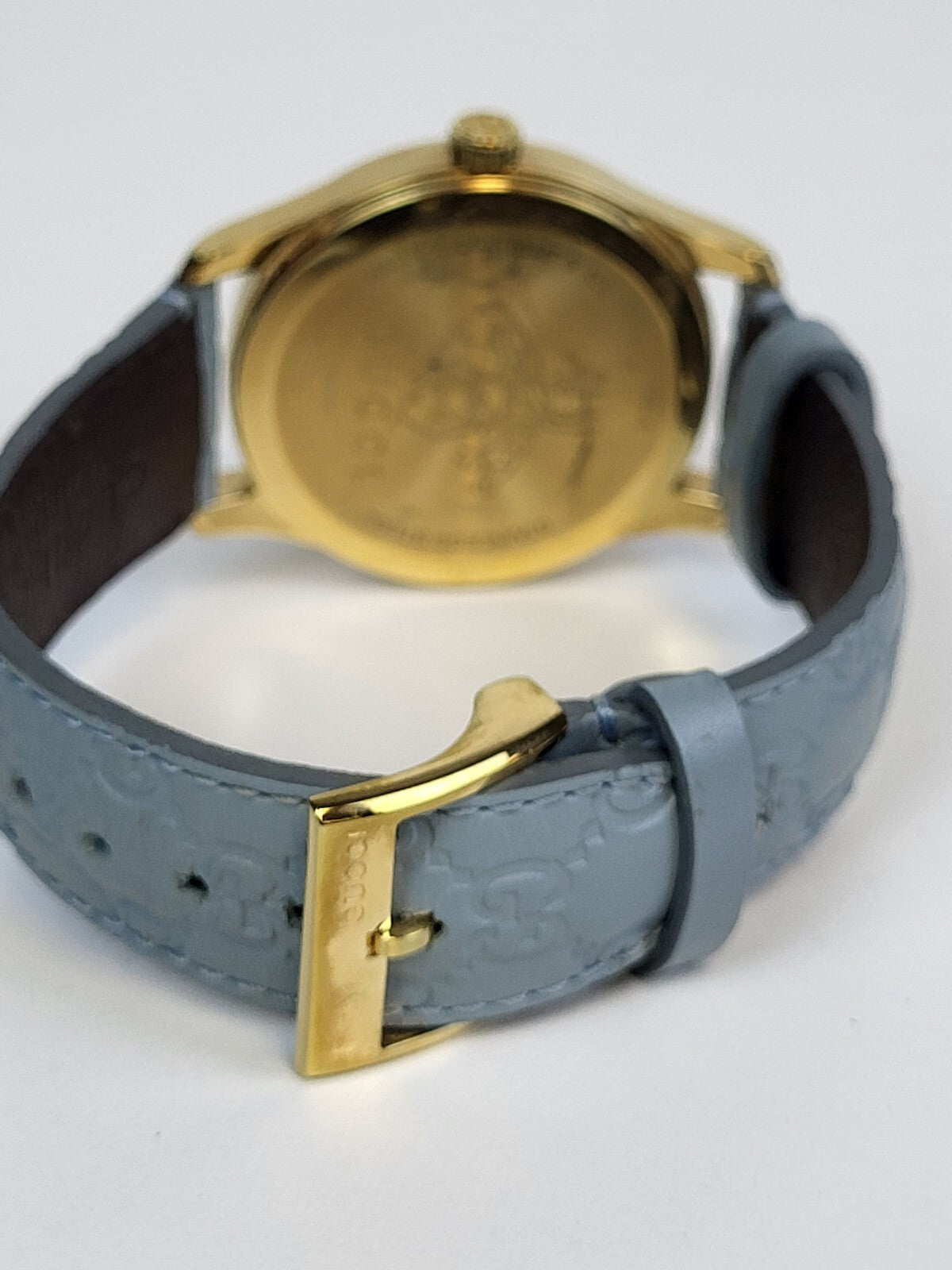 Gucci G-timeless Quartz Pastel Blue Leather Dial Ladies Watch