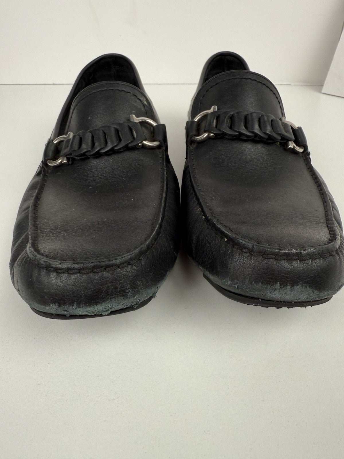 Salvatore Ferragamo Black Leather Drivers For Men Size 9