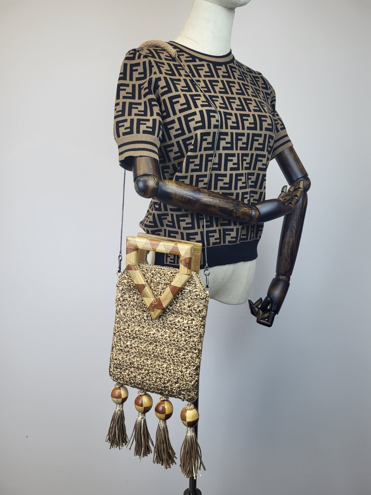 CATARINA MINA Tiwa tasseled crochet toteBag