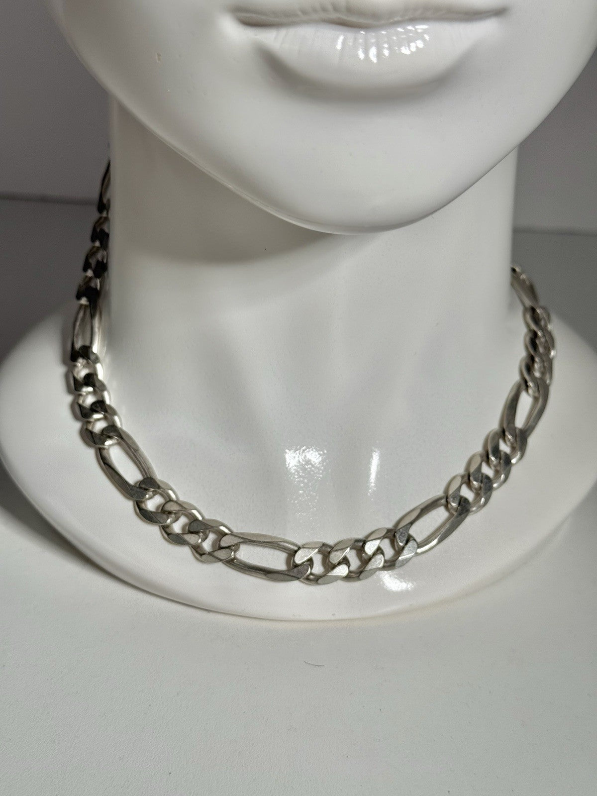 STERLING SILVER 925 ITALY 6.5MM FIGARO CHAIN NECKLACE 26”