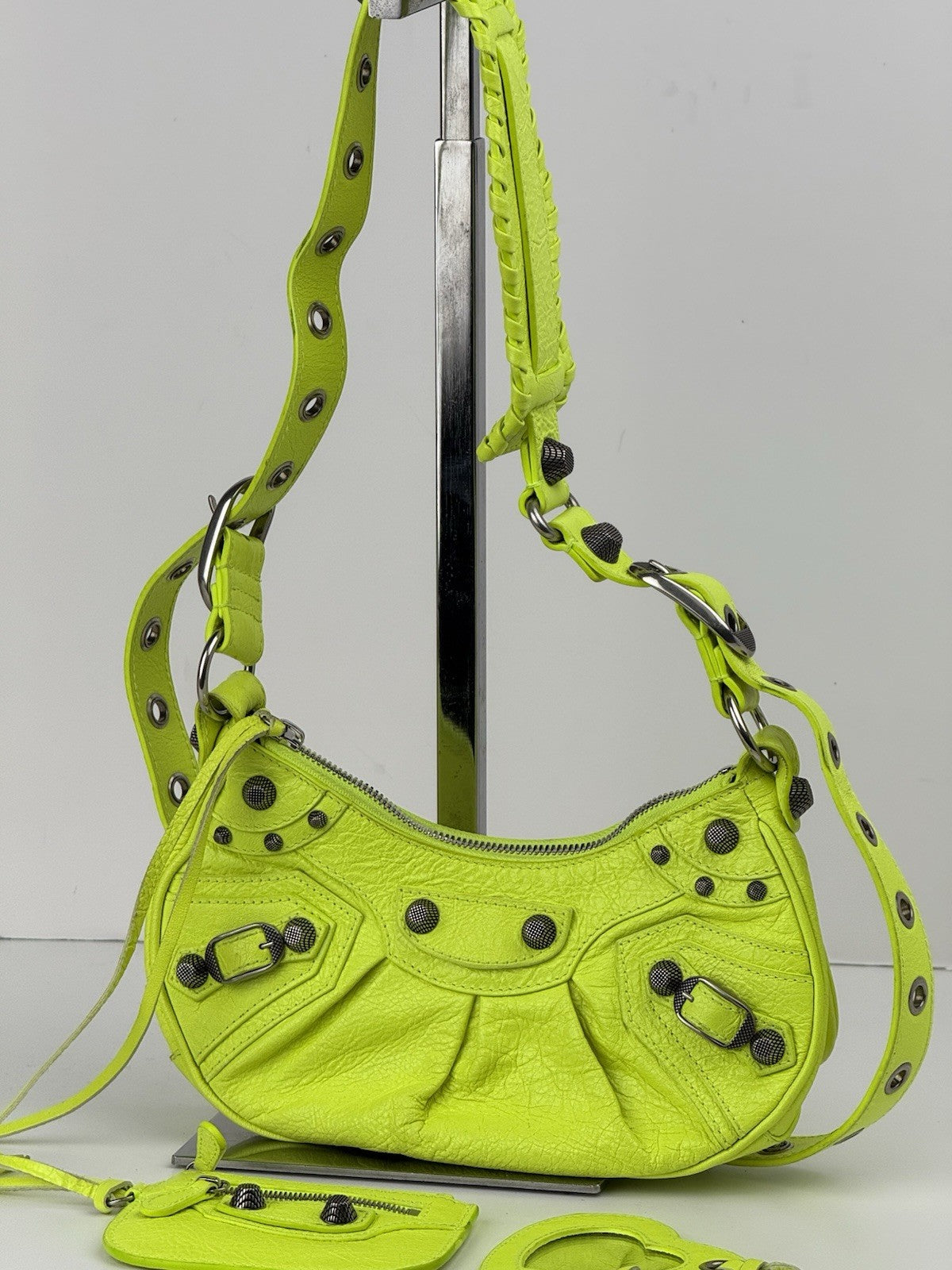 Balenciaga Le Cagole Shoulder Bag XS Yellow Neon Leather