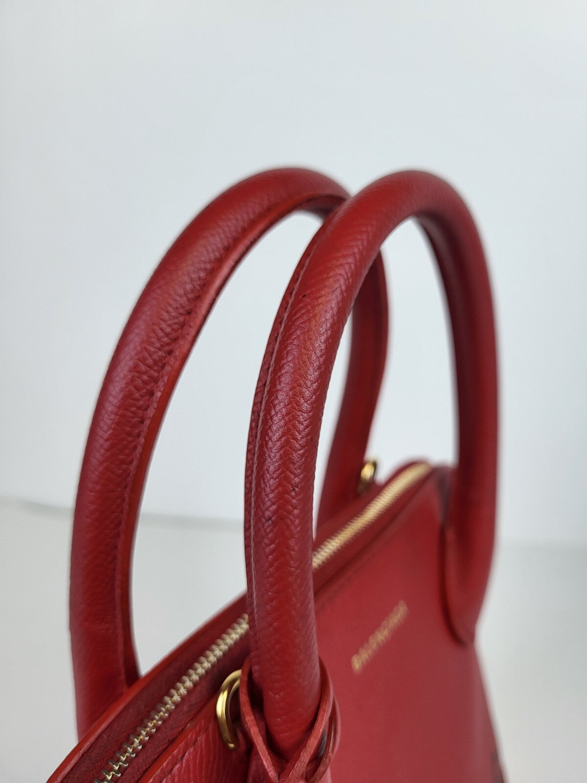 BALENCIAGA Ville Bag Red Grained Leather  Top Handles Bag