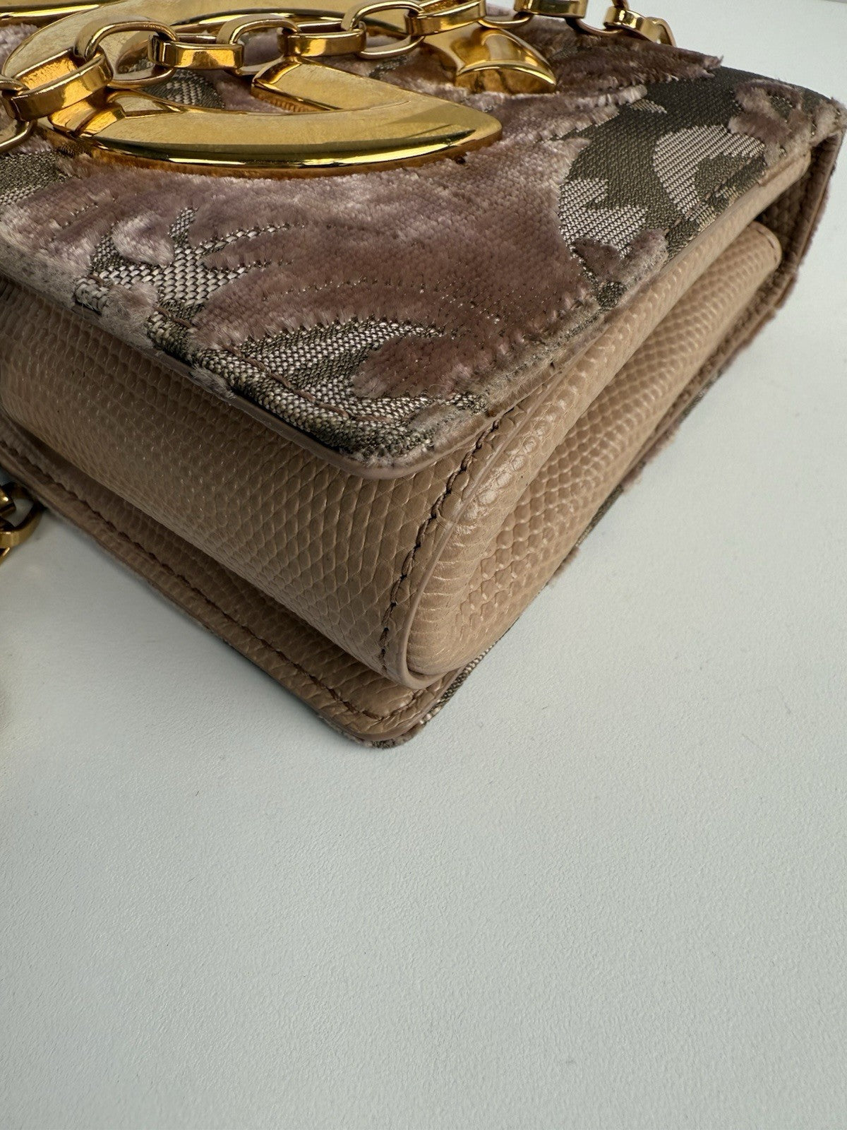 Dolce and Gabbana Pink Corduroy and Leather DG Girls Shoulder Bag