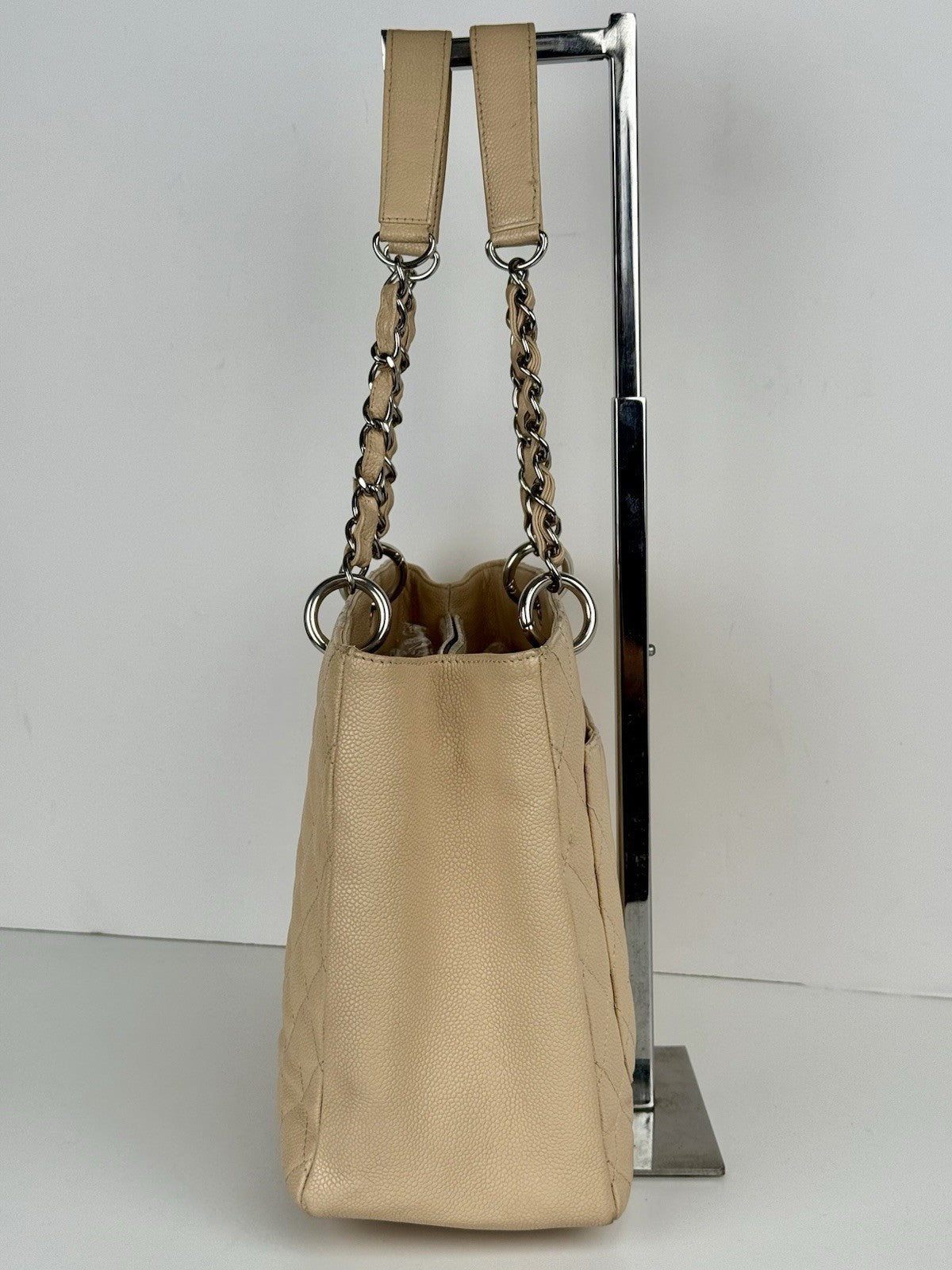 CHANEL Caviar Quilted Grand Shopping Tote Beige Bag