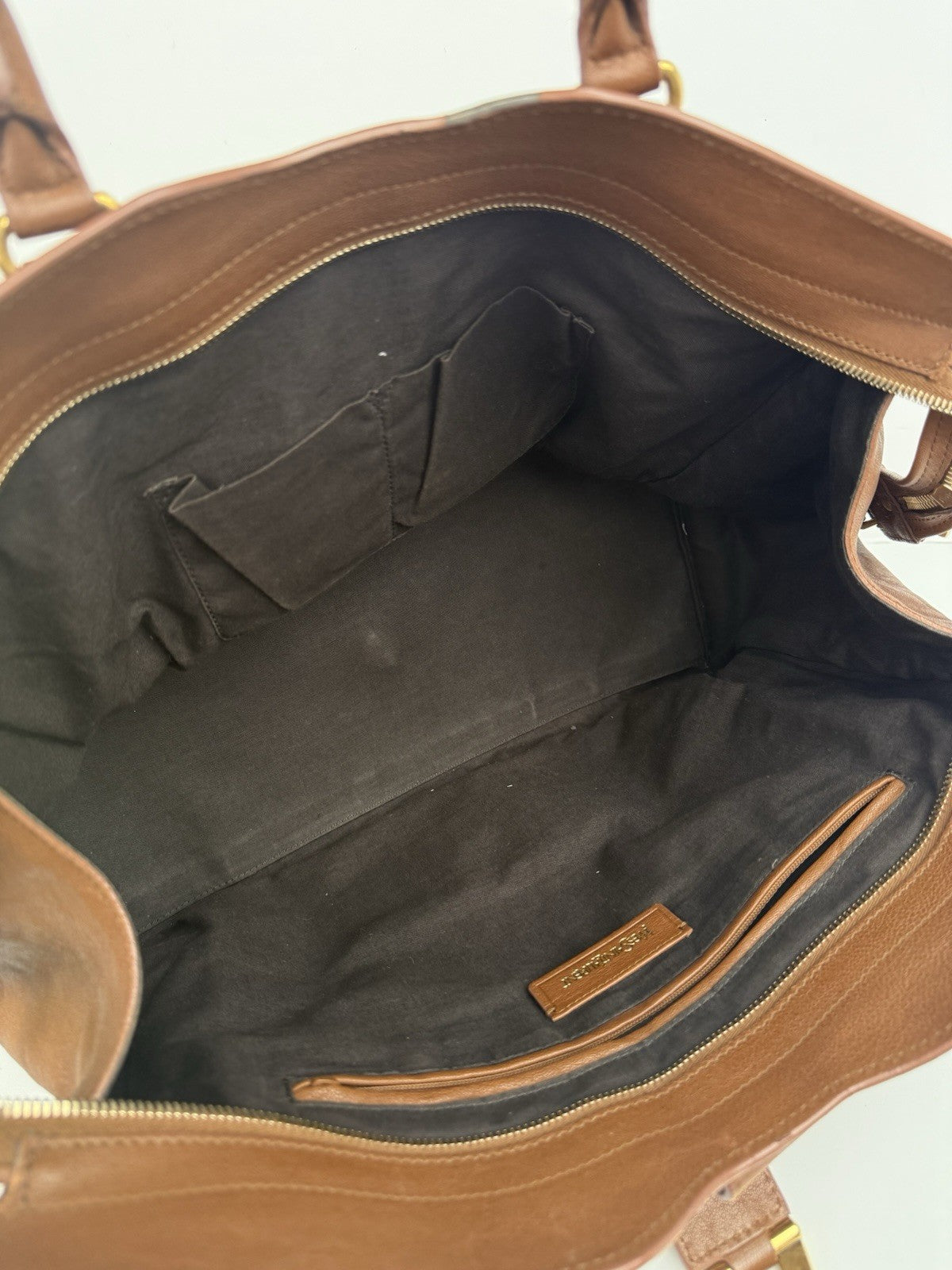 SAINT LAURENT Y Line Cabas Chic Handbag Women's Brown Leather Large