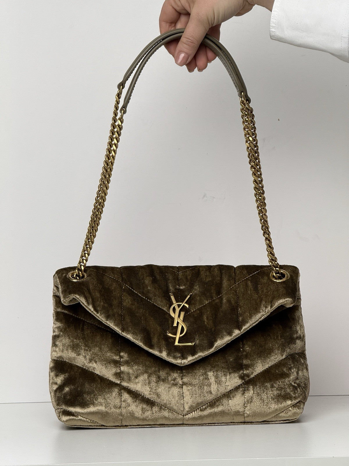 Saint Laurent Loulou Puffer Small YSL Shoulder Bag in Quilted Velvet