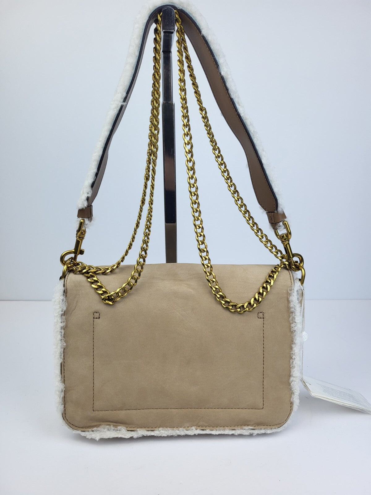 Tory Burch Purse - Chelsea Shearling Shoulder Bag Beige