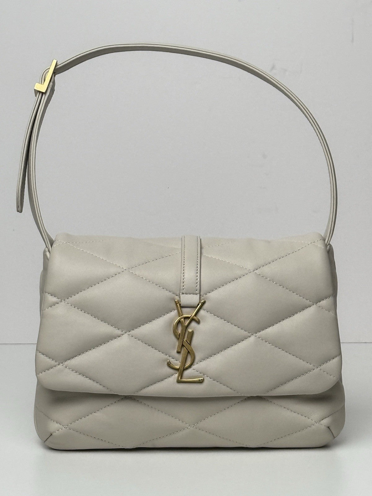 Saint Laurent Lambskin Quilted Le 57 Diamond Shoulder Bag Crema