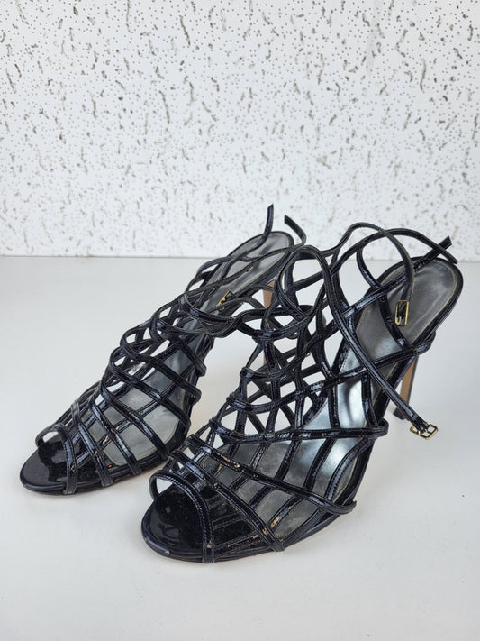 Giavito Rossi Black Patent Strappy Pumps Sandals Size 41
