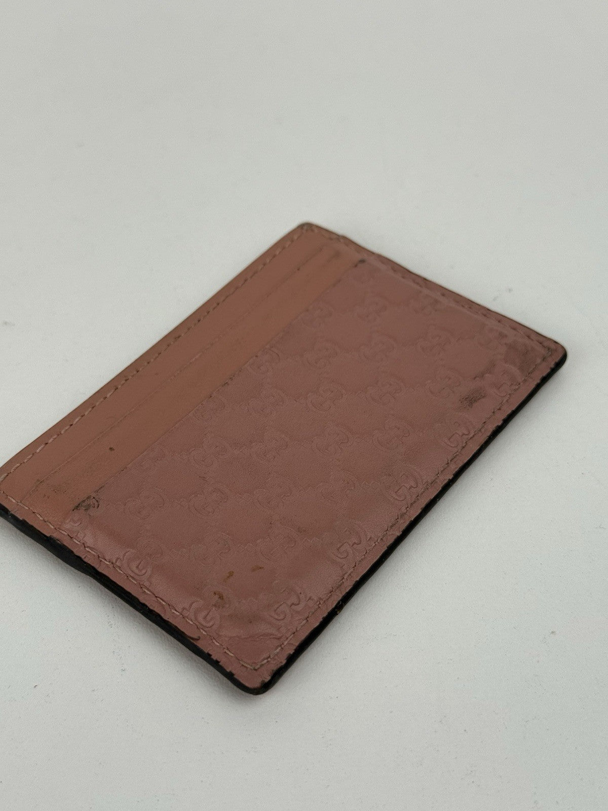 Gucci GG Monogram Leather Card Holder Wallet New  Pink Colors