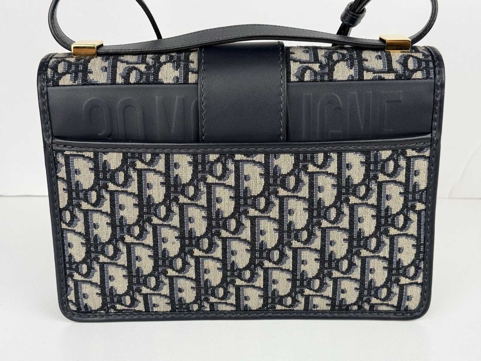 Dior  OBLIQUE 30 Montaigne Blue and Beige Canvas Shoulder bag