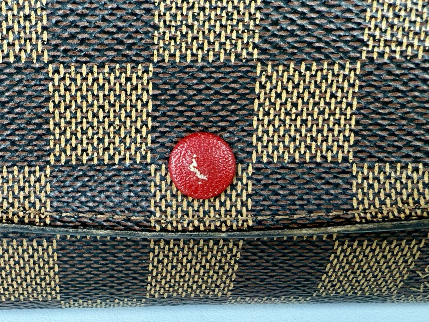 Louis Vuitton LV Damier Ebene Emilie Long Wallet Red