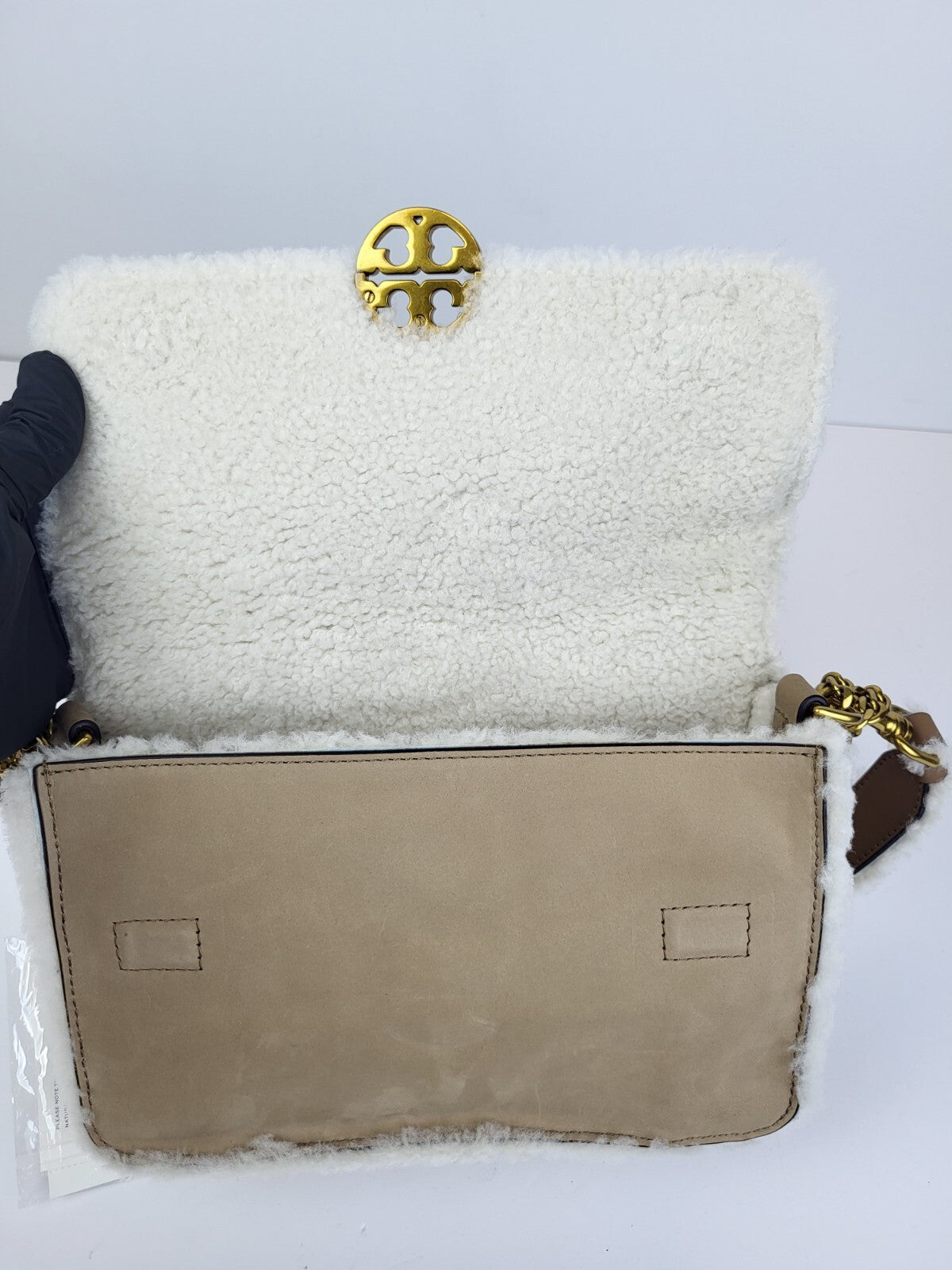 Tory Burch Purse - Chelsea Shearling Shoulder Bag Beige