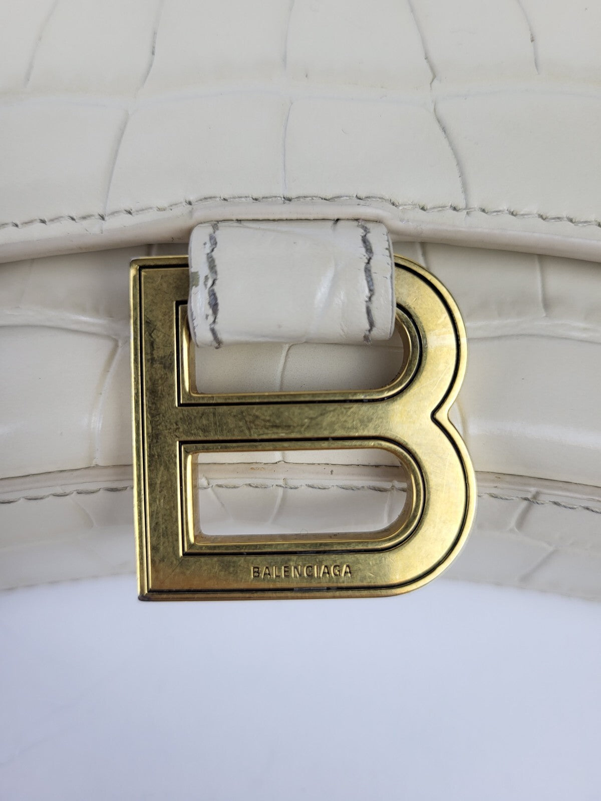 BALENCIAGA Wallet On Chain Crocodile Embossed Leather Hourglass