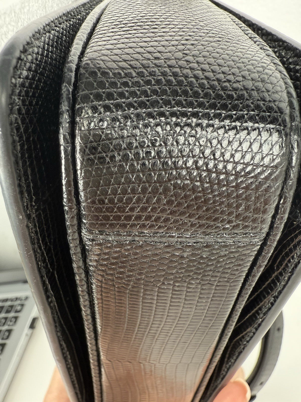 CELINE Teen Triomphe Lizard Black Women's Shoulder Bag