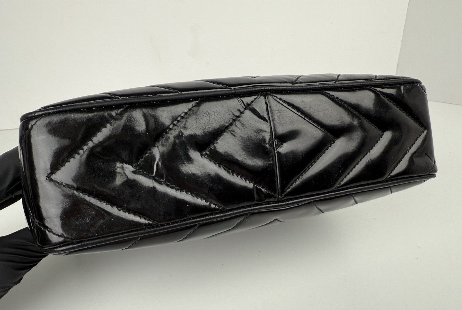 Chanel Vintage Camera Tassel Bag Quilted Patent Leather Medium