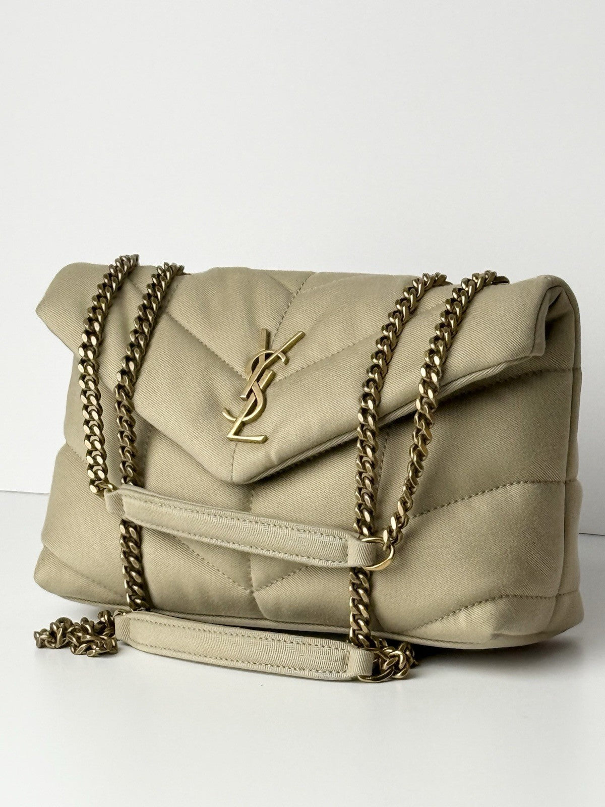 SAINT LAURENT Puffer Toy Shoulder Bag Beige