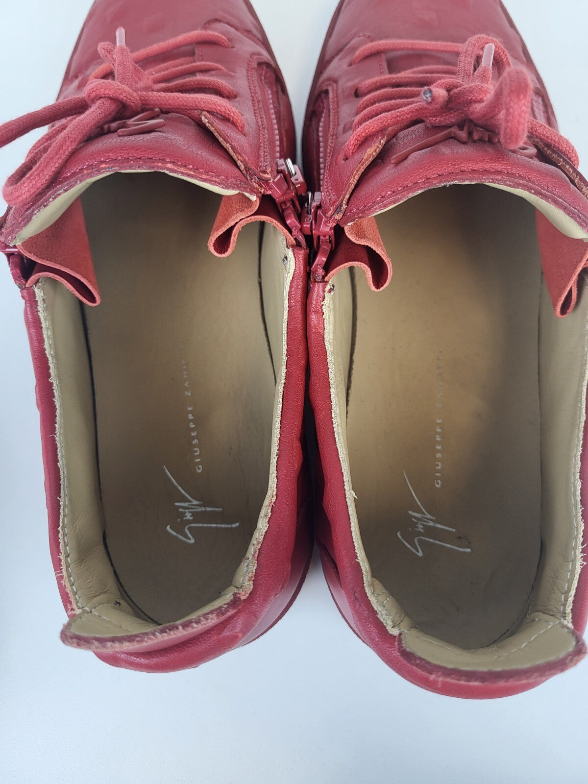 Zanotti Mens Low Top Red Leather Sneakers Size 45