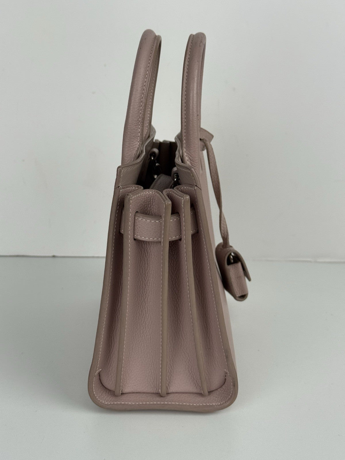 SAINT LAURENT Calfskin Leather Sac De Jour Rose